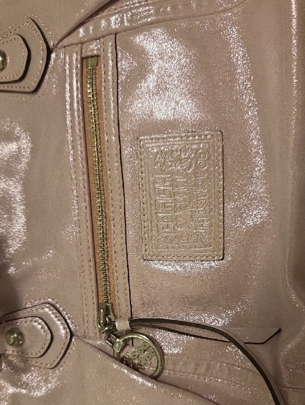 Coach Metallic Light Pink Leather Shoulder Bag - Picture 5 of 6